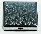 RFID Blocking Victorian Style Classic Metallic Silver Color Double Sided King and 100s Cigarette Case Holder and Credit Card RFID Protective Security Wallet (Flower)