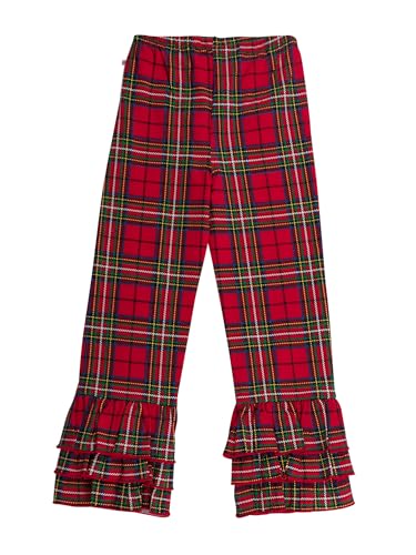 Image of RuffleButts Baby Girls Stretchy Flare - Ruffle Pants | 95% Cotton 5% Spandex, Breathable Fabric, Elastic Waistband, Relaxed Fit, Pleated Front, Long Length, Infant Apparel