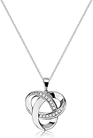 Sterling Silver Love Knot Necklace with Diamond Accent - Eternal Infinity Pendant for Women, Forever Love Symbol