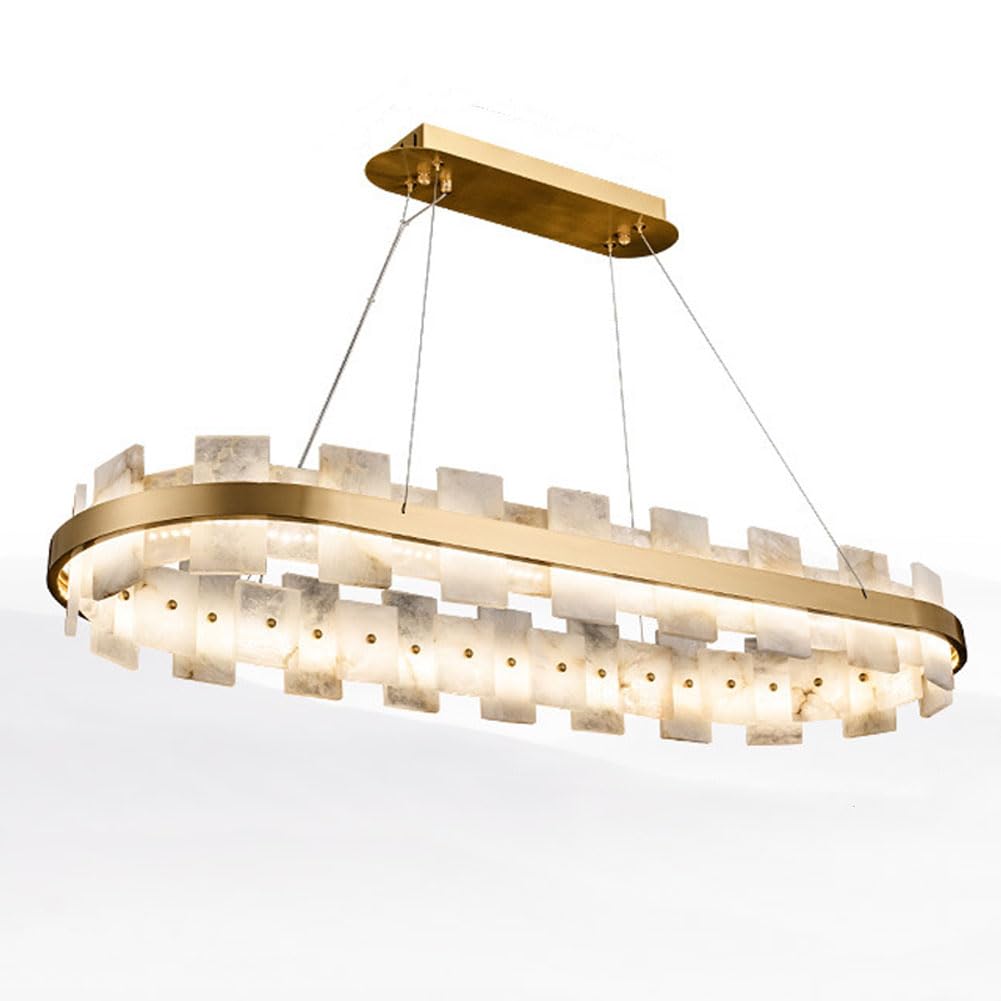 KXEcoLife Light Luxury Marble All-Copper Ring Chandelier,Contemporary Fixture Pendant Designer Chandelier Upscale Lighting Elegant Indoor Chandelier,95