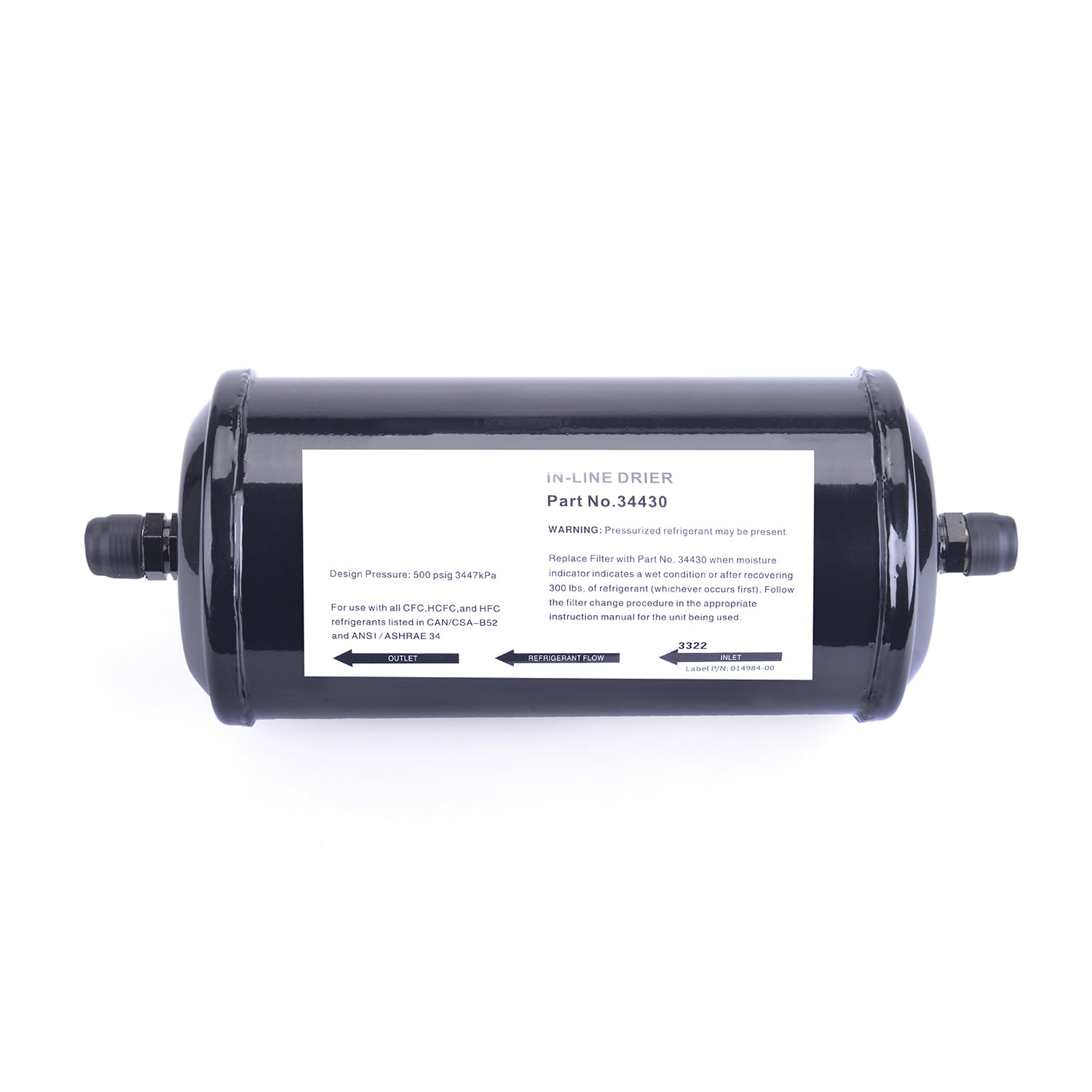 Photo 1 of 34430 A/C Recycling Filter Drier - Black (1 Pack) for Efficient Refrigerant Recovery and Recharge. Models: 17700A, 34450, 34700 (1997), AC375, AC375A, AC375C, 34134Z
