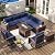 Aoxun 10 Pieces Patio Furniture Set Wicker Rattan Outdoor Furniture with Fire Pit Table Patio Sectional Sofa with Swivel Rocking Chairs for Deck, Backyard and Garden (10 PCS Blue)