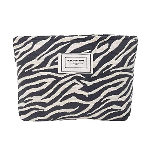 Cosmetic Bags for Women Large Makeup Pouch for Purse, Zebra Stripes Black