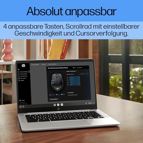 HP 430 Wireless-Maus | Wireless-Verbindung mit 2,4 GHz & Bluetooth 5.2 | USB Dongle | 4.000 dpi | 4 Tasten | für bis zu 2 Geräte | Schwarz | inkl. 1 x AA Batterie | Lebensdauer bis zu 24 Monaten 5