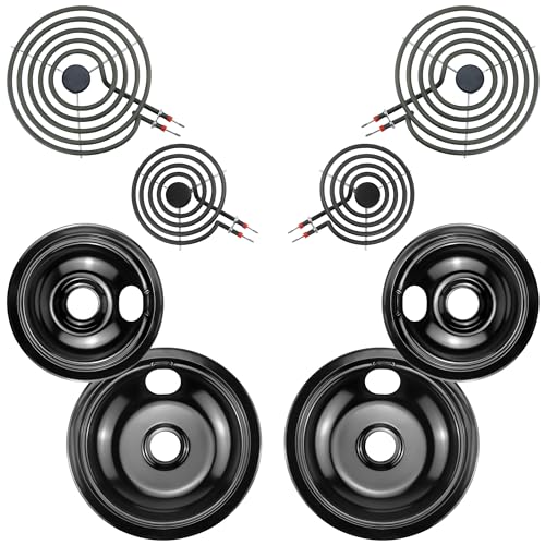 Electric Burner Drip Pans 5304430149(6")5304430150(8") Electric Stove Top Burner MP15YA(6") MP21YA(8") Compatible for Frigi-daire Ken-more Electric Range Stove by MIFLUS