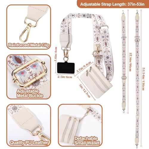 Image of XANGNIER Clip and Go Strap for Phone with Wallet Crossbody, Phone Strap with Zippered Wallet, Adjustable Anti Theft Cellphone Lanyard for Women, Cellphone Chain Accessories,Multicolor 9