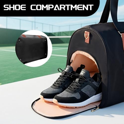 LUZZ Large Pickleball Bag with with Shoe Compartment and Paddle Cover Pocket Paddle Duffle Bag Sport Gym Handbag for Men & Women Black2