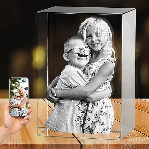 3D Aumvoy Crystal Photo Personalized Customized Gifts for Mother's Days Father's Days Valentine's Days Weddings Anniversaries and Christmas (Portrait, Titan)