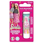 Naturaverde | Kids - Mattel Barbie - Burrocacao alla Fragola, Burro Cacao Bambina con Burro di Karité BIO, con Filtri UVA-UVB - SPF 15, Lipstick da 5,7ml