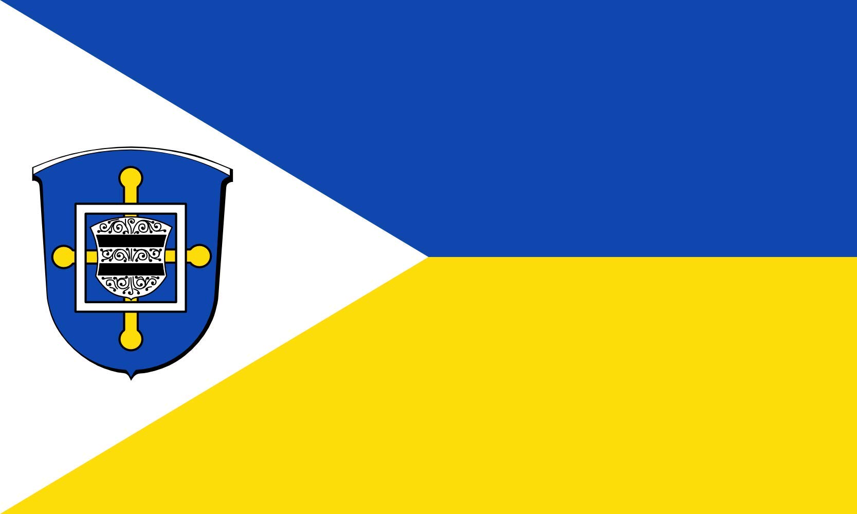 Drapeau Langenselbold de Hesse avec finitions supérieures pour mât extérieur