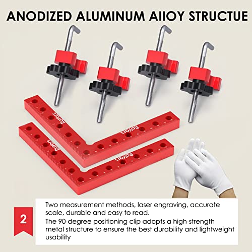 Royars 90 Degree Positioning Squares,Right Angle Clamps Aluminum Alloy Woodworking Carpenter,Corner Clamping Square Tool For Picture Frame Box Cabinets Drawers (5.5" X 5.5" (4-Pack)) #TOP5