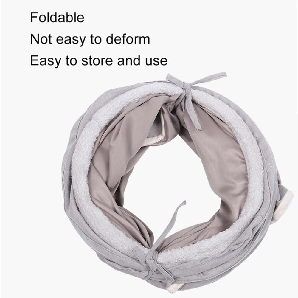 Tunnel pour Chat D'intérieur Jouets Pliables pour Chat Tube De Jeu en Forme De S Tunnel Froissé en Daim Gris pour Animaux De Compagnie avec Balle