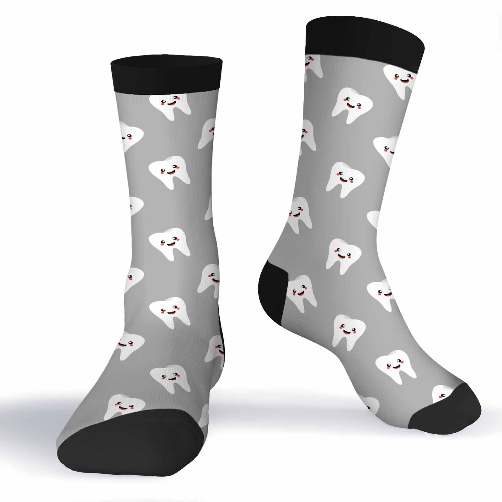 Teeth Funny Socks Novelty Casual Crew Socks Contrast Color Design for Women Men