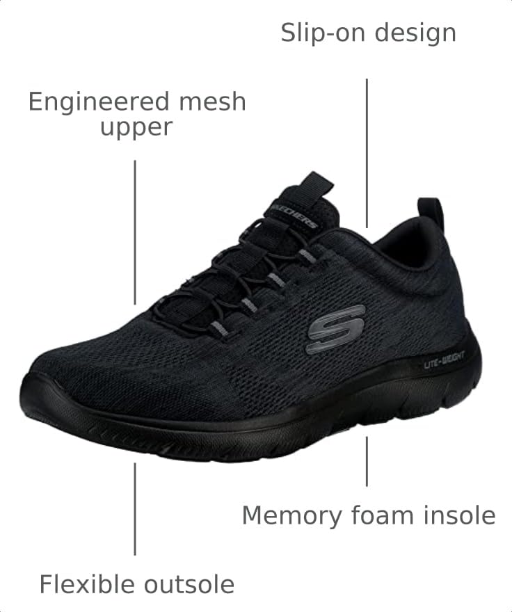Image of Skechers Men's Summits Louvin Sneaker | Casual, Memory Foam, Machine Washable, Bungee Slip-On
