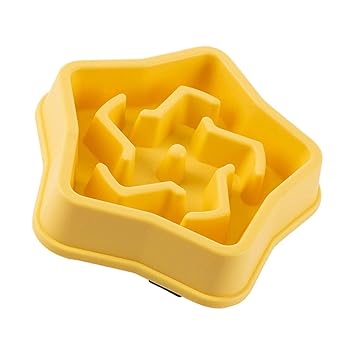 Aswadh Pet Puzzle Bowls Feeder Resistant to Bite Dog Slow Food Bowl for Bloat Stop Yellow