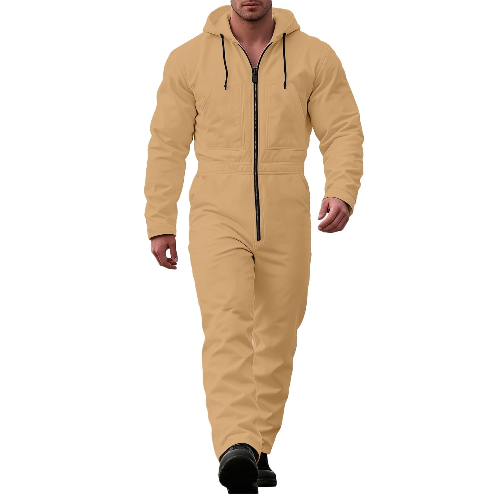 Generisch Mono de trabajo para hombre, de cuerpo entero, de manga larga, cuello de solapa, camisa larga, pantalones de trabajo, peto, traje de protección, ropa de trabajo
