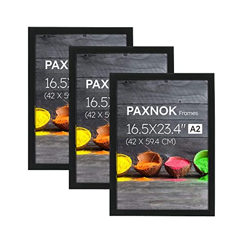 Black A2 Poster Frame Display 16.5 X 23.4 Inch Posters And Pictures - Horizontal And Vertical Wall Hanging Option Set Of 3 #TOP14
