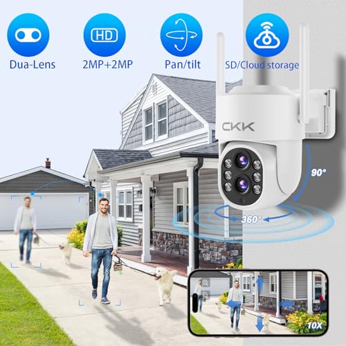 CKK Wireless Security Camera System with 10CH NVR, 1TB HDD, 4PCS Dual WiFi Outdoor Cameras with Dual Lens, PTZ, AI Motion Detection, Color Night Vision, 2-Way Talk, Floodlight Alarm, IP66 Waterproof CKK Wireless Security Camera System with 10CH NVR, 1TB HDD, 4PCS Dual WiFi Outdoor Cameras with Dual Lens, PTZ, AI Motion Detection, Color Night Vision, 2-Way Talk, Floodlight Alarm, IP66 Waterproof - Image 2
