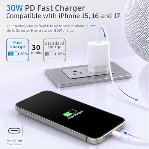 TT&C 2-Pack 30W USB C Fast Charger with 6FT Cables for iPhone 18 Pro, 17, - image 4