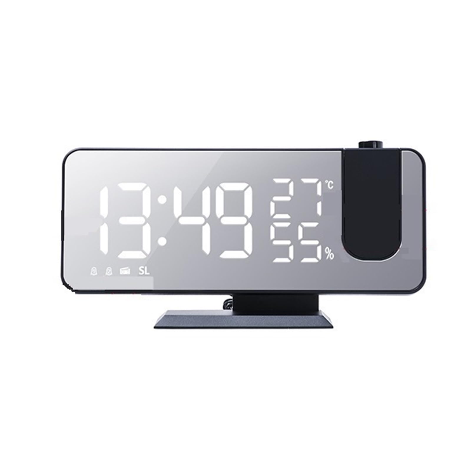 KOESRXNQW FM Radio LED Digital Smart Alarm Clock Watch Table Electronic Desktop Clocks USB Wake Up With 180° Time Projection Snooze Clear Projection(Black)