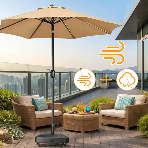 Pied de parasol de 45 l avec roulettes support de sol rempli d'eau - 4