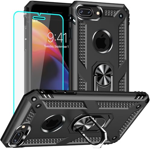 Coque iPhone 8 Plus de qualité militaire antichoc avec anneau rotatif