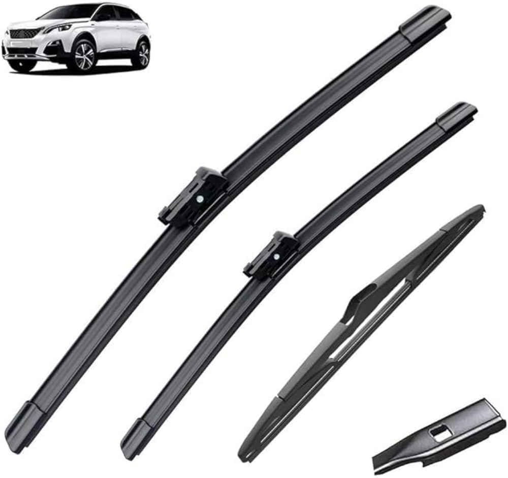 NYSLDSCO Premium Exact Fit Windscreen Wiper Blades for Peugeot 3008 Mk2 2017-2022 2023 Durable Natural Rubber Easy Fit for a Quiet and Streak Free Wipe