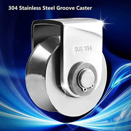 V Groove Caster 3Inch 304 Stainless Steel Sliding Gate Roller Wheel Track Rail Rigid Plate Caster With Bracket For Inverted Track Gate Frame #TOP1