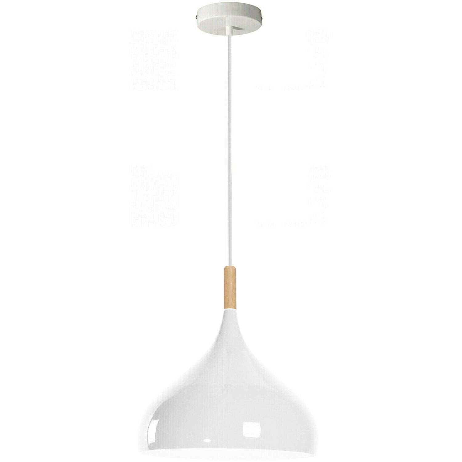 Dc Voltage White Industrial E27 Base Hanging Pendant Light 95Cm Adjustable Cord Easy Fit Metal Hanging Ceiling Light Fixtures For Kitchen Island, Hallway Dining Room