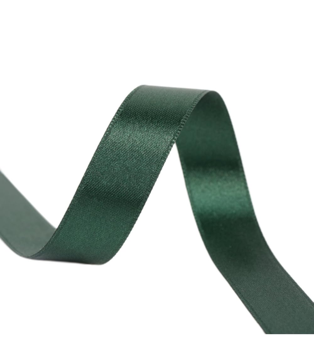 Bobina de 25 m, cinta de raso de doble cara, color verde oscuro fabricado en Francia, tamaño 50 mm