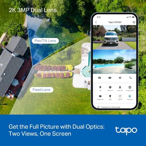 Image of Tapo C545D 2K 3MP Dual Lens Outdoor Camera,Security Camera with Smart Tracking,Smart AI Outdoor Camera,CCTV,Night Vision,IP66,2 Way Audio,No Hub,Alexa,Google Home,Flexible Storage,No Monthly fee