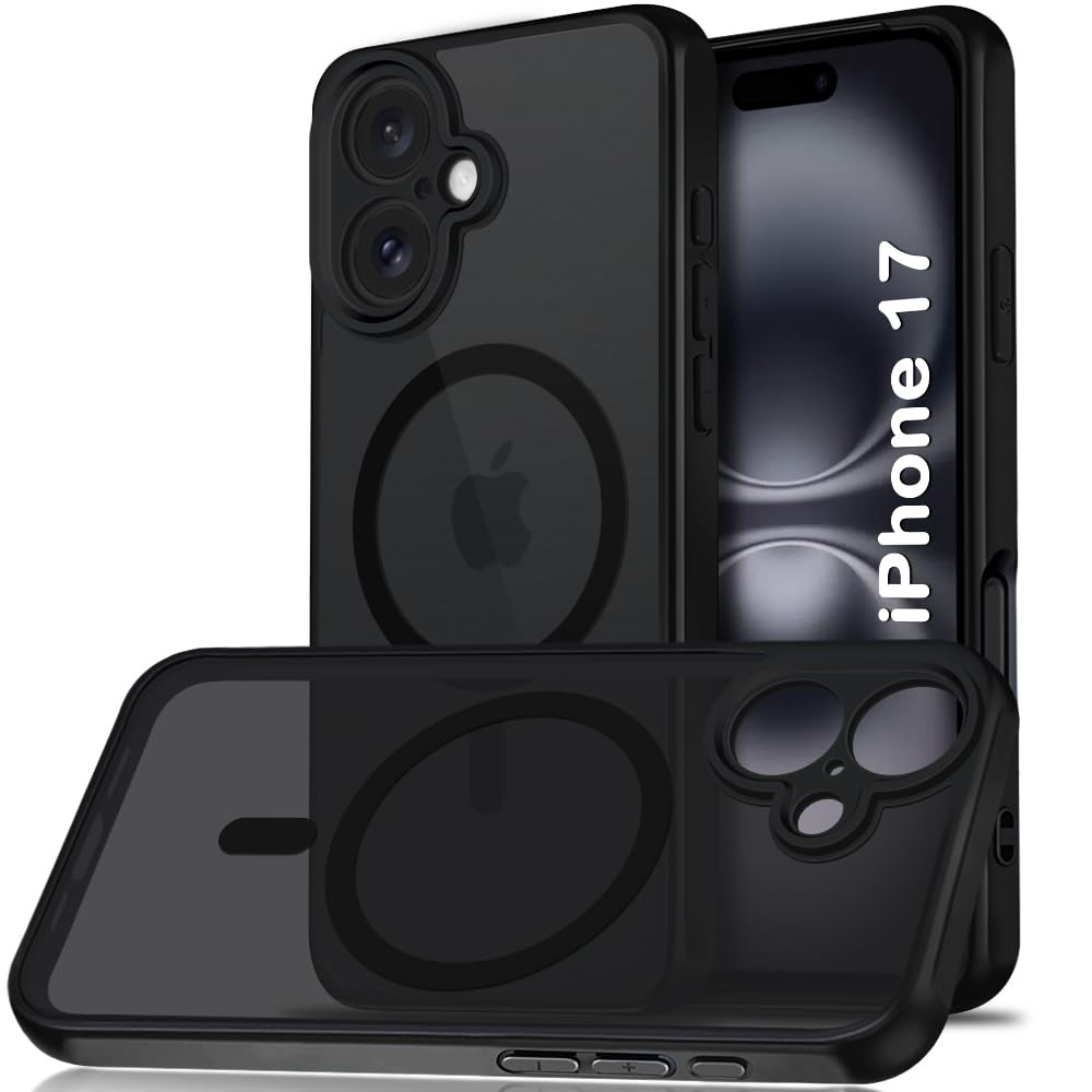 TheGiftKart Hybrid Matte Frosted Translucent Back Cover Case for iPhone 17 Compatible with MagSafe | Shockproof Design | Camera Protection Module | Hard Back Cover Case (PC & TPU, Frost Black)-image-5