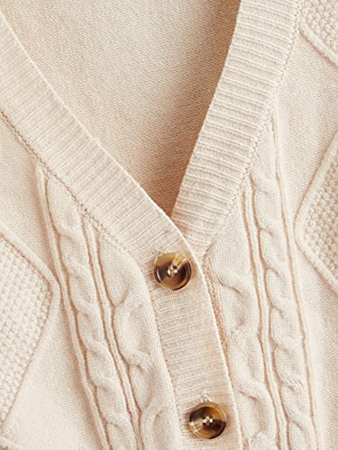 Verdusa Women's Button Up Sleeveless Sweater Vest Cable Knit Crop Top Outerwear3