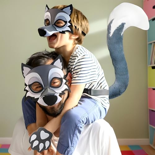 Ensemble cosplay de loup avec queue en palmier et accessoires de carnaval