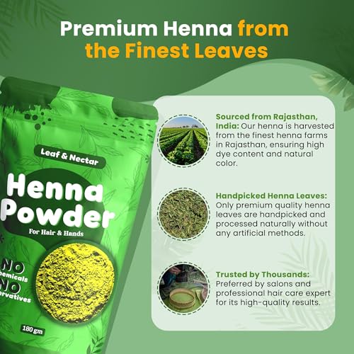 Image of Leaf & Nectar Natural Hair Dye Combo - Henna + Indigo Powder | 100% Pure & Chemical-Free | (180g + 180g = 360gm Total)