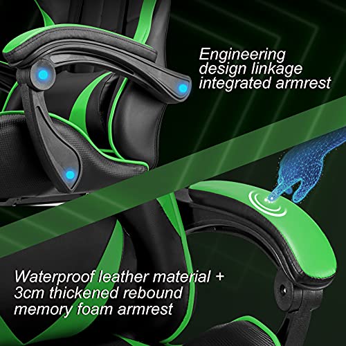 Soontrans-Silla-Gamer-Silla-de-Escritorio-computadora-Oficina-ergonomica-Silla-con-Reposacabeza-Apoyo-y-Cojin-LumbarAltura-Ajustable-con-Ruedaspara-Los-Jugadores-de-PC-Gamer-Verde