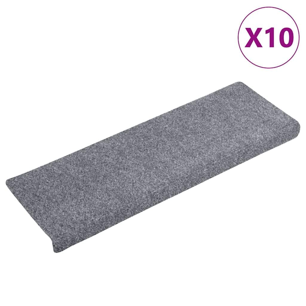 Samoprzylepne maty schodowe, 10 sztuk, 65 x 21 x 4 cm, jasnoszary