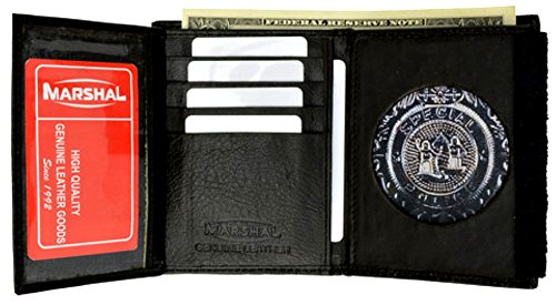 MARSHAL Police Badge Holder Genuine Leather Style - mw2515TABlack3