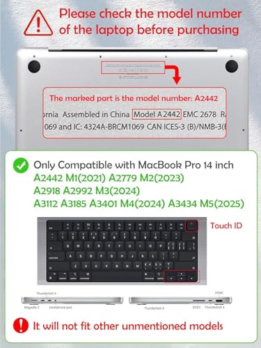 Image of Fancity Compatible with MacBook Pro 14 inch Case 2026-2021 M5 M4 M3 M2 M1 Pro /Max Chip, Protective Plastic Hard Shell Case for New Mac Pro 14.2 inch Laptop with Touch ID, Green Marble
