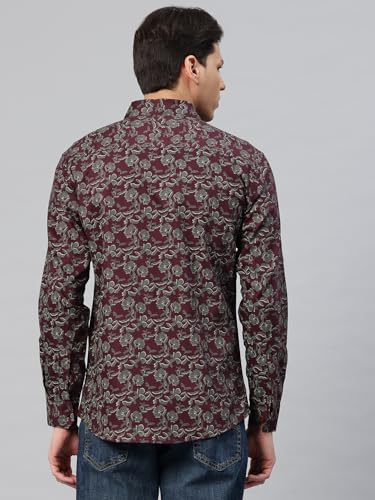 Image of Majestic Man Men's Stylish Floral Print Slim Fit Casual Shirt - Pure Cotton| Full Sleeve | Trendy & Comfortable