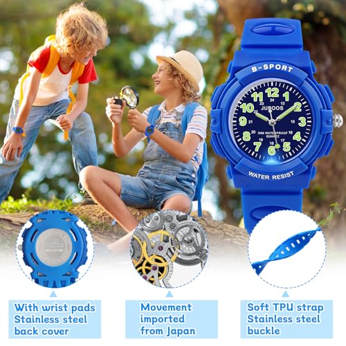 Image of Juboos Kids Watch Analog for Boys Girls, Childrens Waterproof Soft Strap Kids Time Teaching Quartz Wristwatch for Ages 5-15