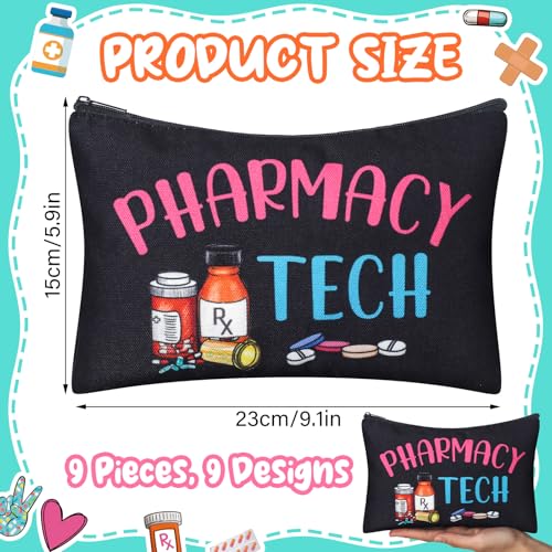 9 Pcs Pharmacy Technician Gift for Women Pharmacist Makeup Zipper Cosmetic Bag Pharmacy Technician Accessories for Pharmacist Women Doctor Nurse Medical Assistant Rx Supplies2