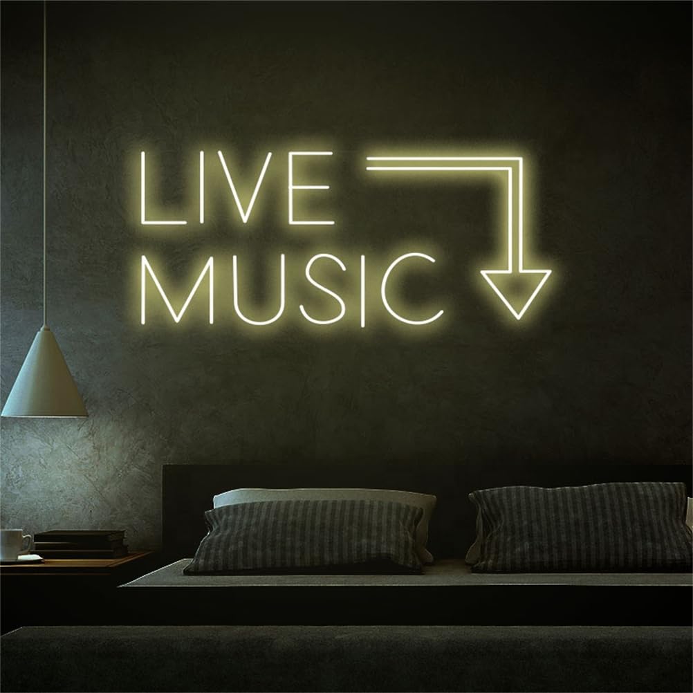 Insegna al Neon di Musica dal Vivo Barra della Musica Segno di Luce al Neon Festa in Musica LED Luce al Neon casa Camera Decorazione murale Negozio Decoro Festival Musicale luci al Neon,F