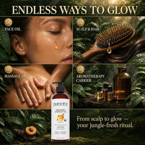 PURA D'OR USDA ORGANIC 100% Pure Apricot Kernel Oil for Hair Face Body 16oz - image 7