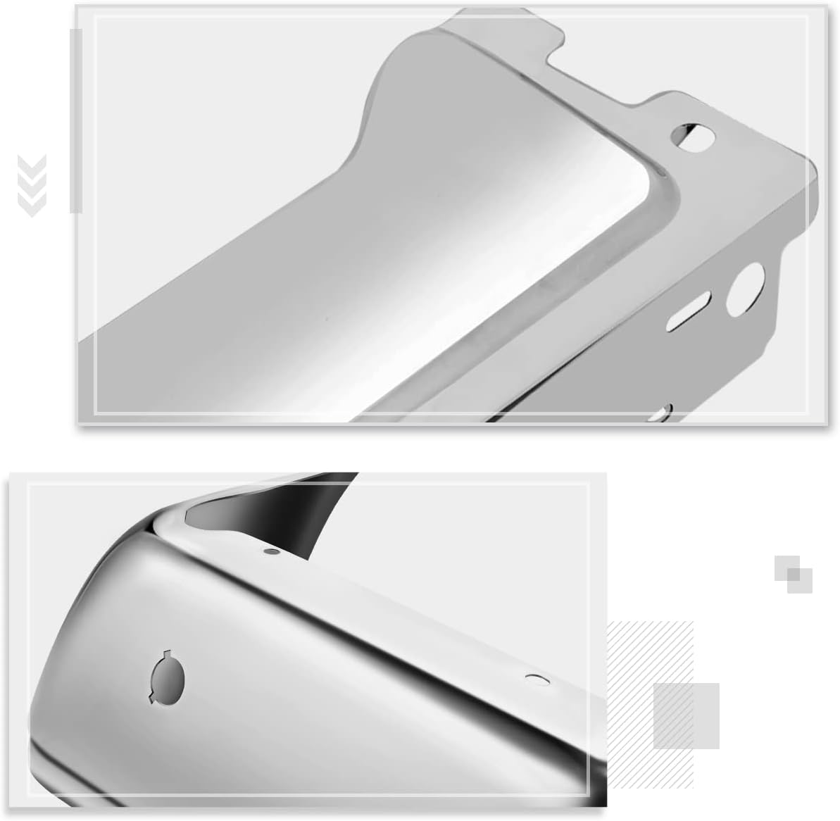 Left Side Rear Bumper End Caps Cover Compatible with 09-14 Ford F-150 Fleetside,Polished Chrome