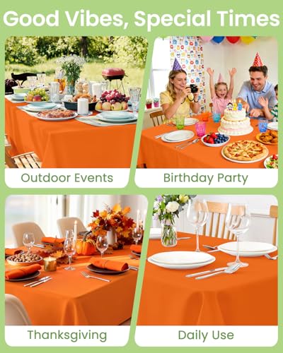 Image of LANLISA 4 Pack Orange Plastic Tablecloth Disposable, 54 x 108 Inch