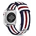 Produktbild MoKo Armband Kompatibel für Apple Watch Series 5/4 / 3/2 / 1 38mm, Nylon Strick Replacement Uhrenarmband Sportarmband Band Ersatzband mit Schließe, Blau/Rot/Weiß