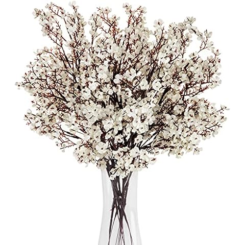 Paoripets 10 Pcs Baby Breath Bulk Silk Artificial Flowers Bouquet Real Touch Flowers for Home Kitchen Party Centerpieces Decoration（White） Cover