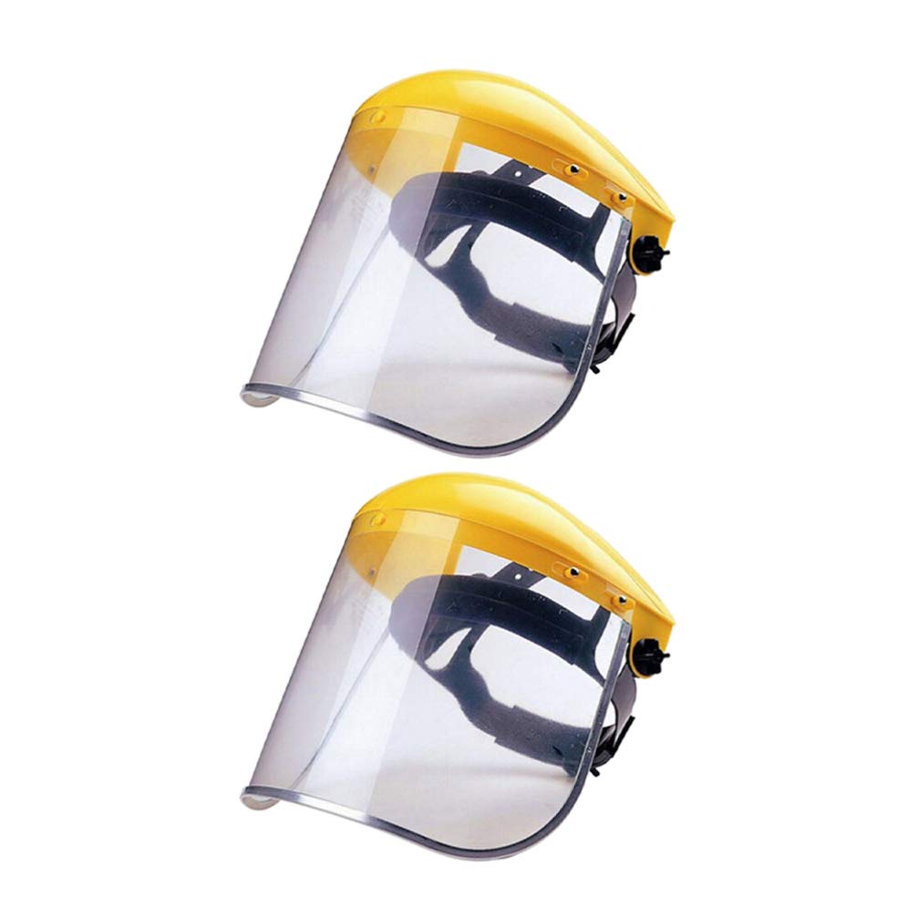 Yarnow Safety Face Shields Anti Fog Splash Full Face Cover 2PCS Clear Plastic Visor Eye Face Protection for Outdoor Office Kitchen Working Garden Yellow