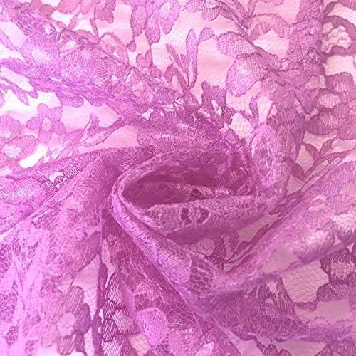 Valentina Textile Inc Raschel Lace Fabric 60" Wide Polyester French Floral by The Yard (5 Yard, Orchid)